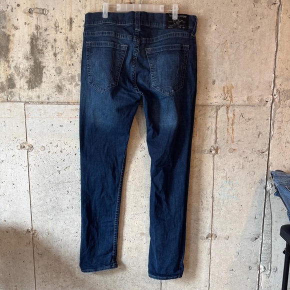 True Religion Rocco Jeans Mens 36 Blue Dark Wash Relaxed Skinny Denim Pants - Picture 2 of 8